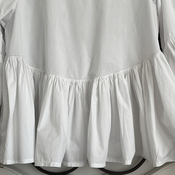 ANTHROPOLOGIE JOIE HAUKEA  SHIRRED PEPLUM TOP WHITE SIZE MEDIUM - Picture 4 of 10